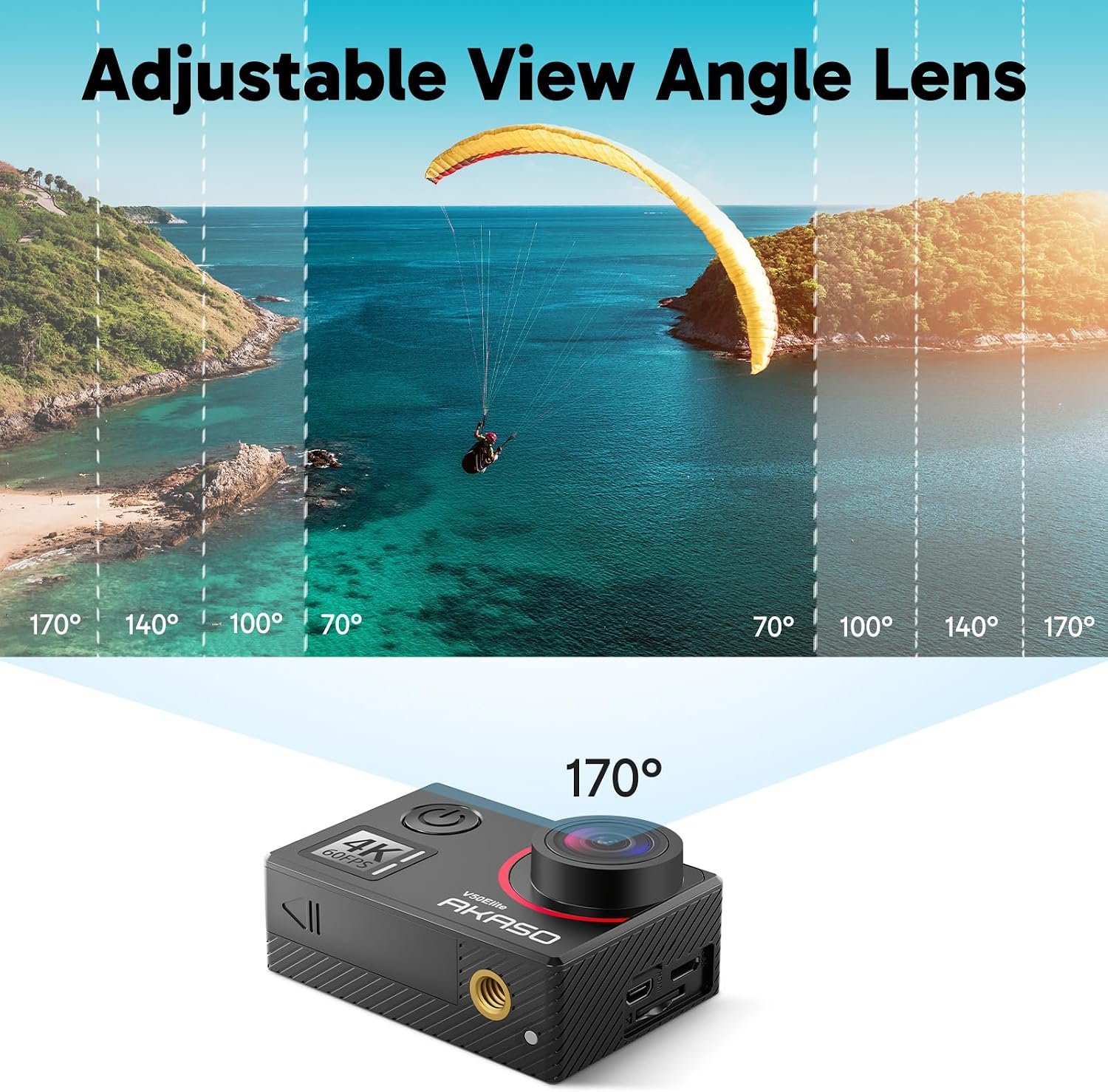 AKASO V50 Elite 4K60fps Action Camera with 128GB MicroSD Memory Card Bundle | 8X Zoom, 131 feet Waterproof Camera, Remote Control, Accessories Kit - Image 6