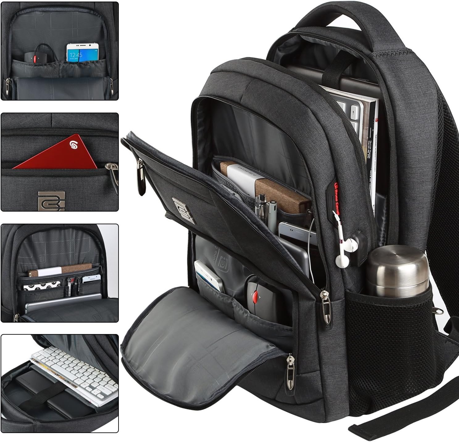 Laptop Backpack,Business Travel Anti Theft Slim College Backpack | Water Resistant Durable Computer Bag Gift for Women & Men Fits 15.6 Inch Laptop and Notebook - Black - Image 2
