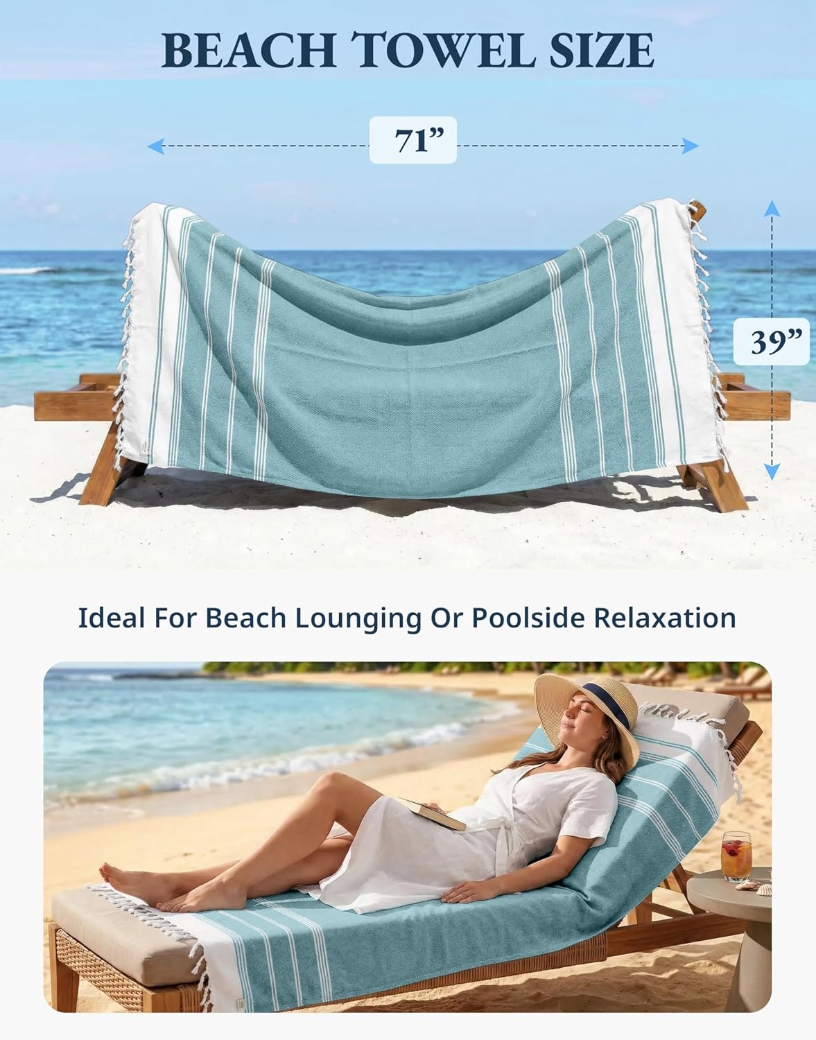 LANE LINEN 6-Pack Oversized Pre-Washed Beach Towels, Stylish Quick-Dry Pool & Travel Towels for Adults, 39"x71" - Diamond Multi Colors | Stylish Quick-Dry Pool & Travel Towels for Adults - 39"x71", Vacation Essential - Machine Washable, Super Absorbent, Durable - Image 4