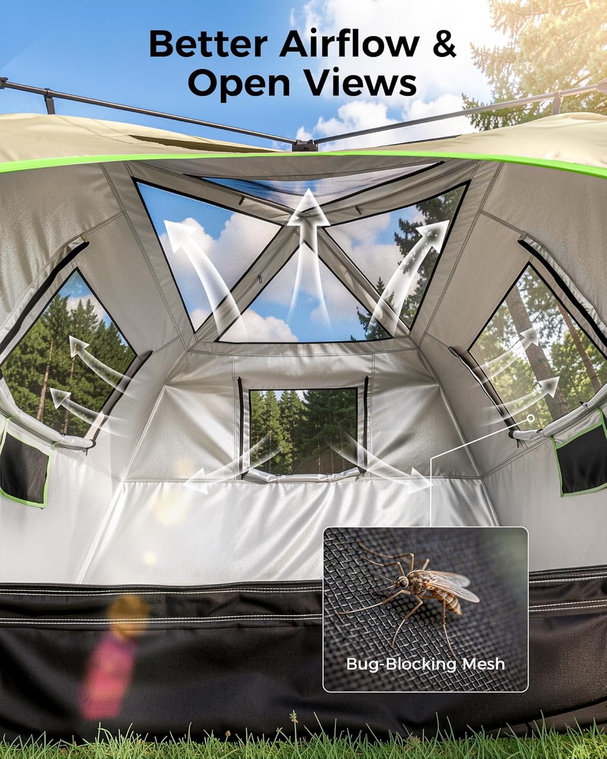 4/6/8 Person Camping Tent,Setup in 60 Seconds,Waterproof,Outdoor Camping | 60-Second Quick Setup,2000-3000mm waterproof tents for camping,Pop Up Tents,Instant Cabin Tents with Portable Carry Bag - Image 5
