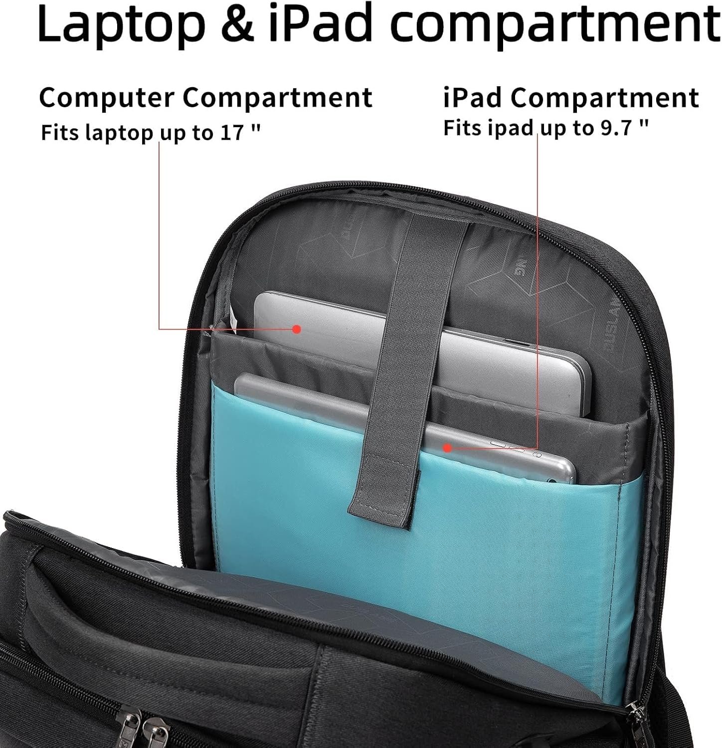 17 Inch Laptop Backpack for Travel Water Resistant College Backpack for Men/Women Laptop Bag with USB Charging Port,Black - Image 3