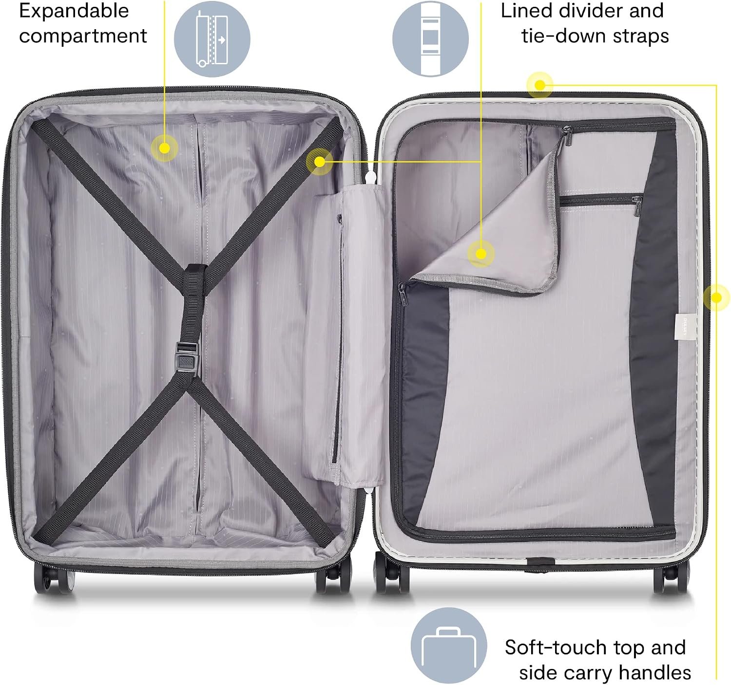 DELSEY PARIS Titanium Hardside Expandable Luggage with Spinner Wheels Carry-On Luggage, Silver, Carry-On 21 Inch - Image 3