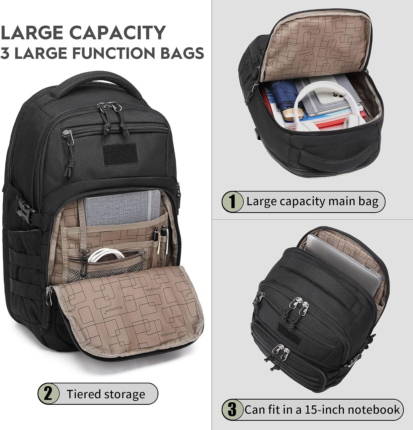 Military tactical backpack, backpack for men black small tactical assault bag - Image 8