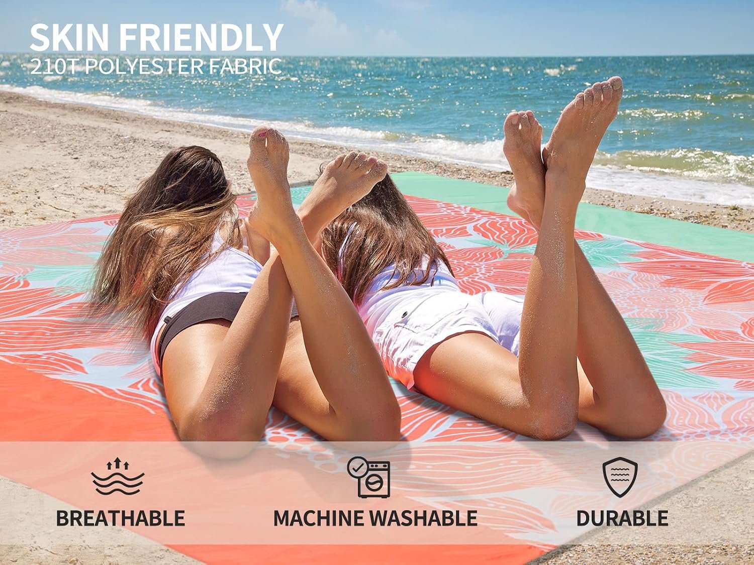 HIHOHO Waterproof Sandproof Beach Blanket Mat for 1-8 Adults, Quick Drying | Extra Large Sand Mat Blanket for Beach Picnic Travel Camping Hiking Festival, Beach Vacation Accessories Must have - Image 4