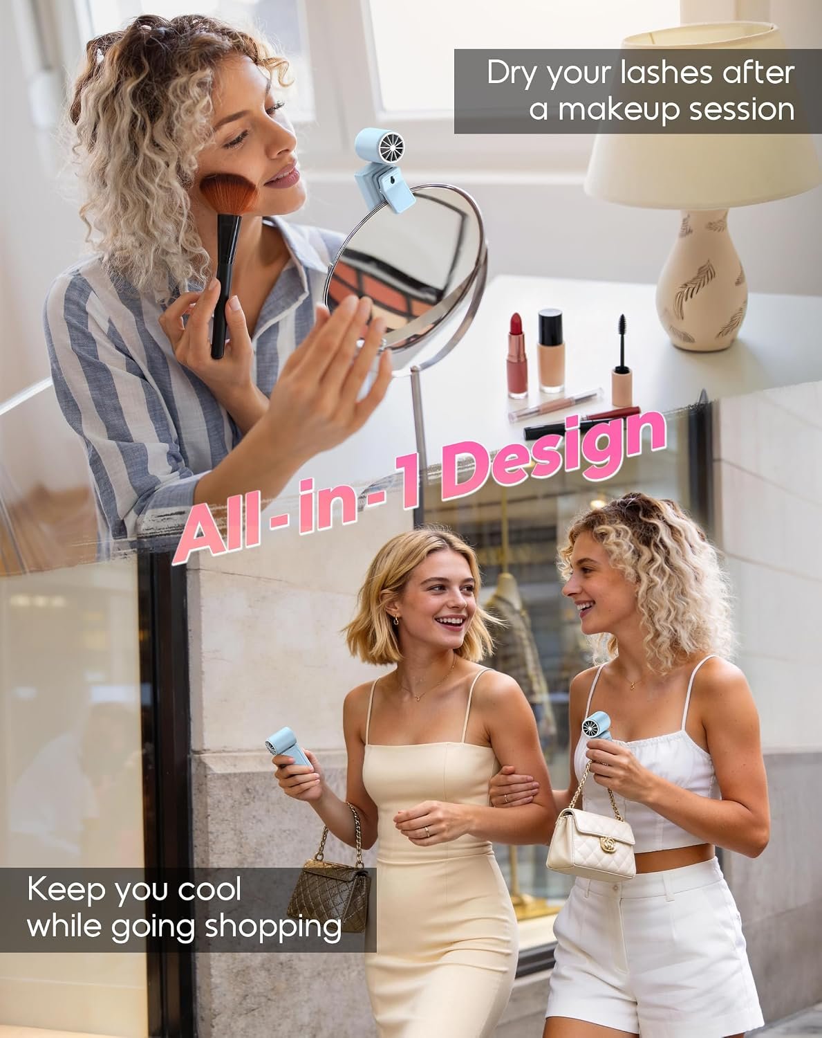 Clip-On Portable Fan for Strollers Travel, Rechargeable Turbo Personal Fan | Clip to Bag Strap Hat Stroller Shirt Desk Car Seats, Small 4 Speed 360° Rotate, Led Display, Turbo 13500RPM, Travel Essential - Image 3