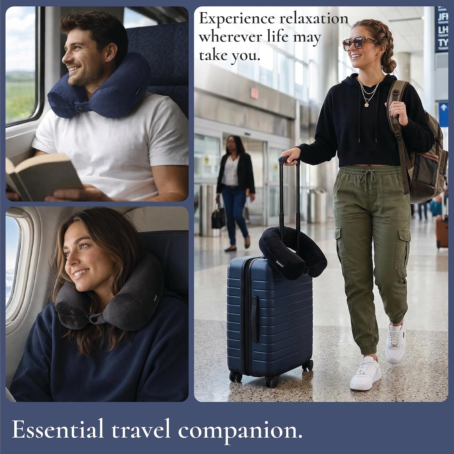 Brookstone Free Form Travel Pillow - Lightweight Flexible Memory Foam Travel Neck Pillow for Sleeping, Car, Airplane & Travel Support, Grey | Adjustable Internal Spine Shapes Into a U, Roll or Curve for Neck, Back or Side-Sleeper Support, Foldable for Any Trip - Image 6