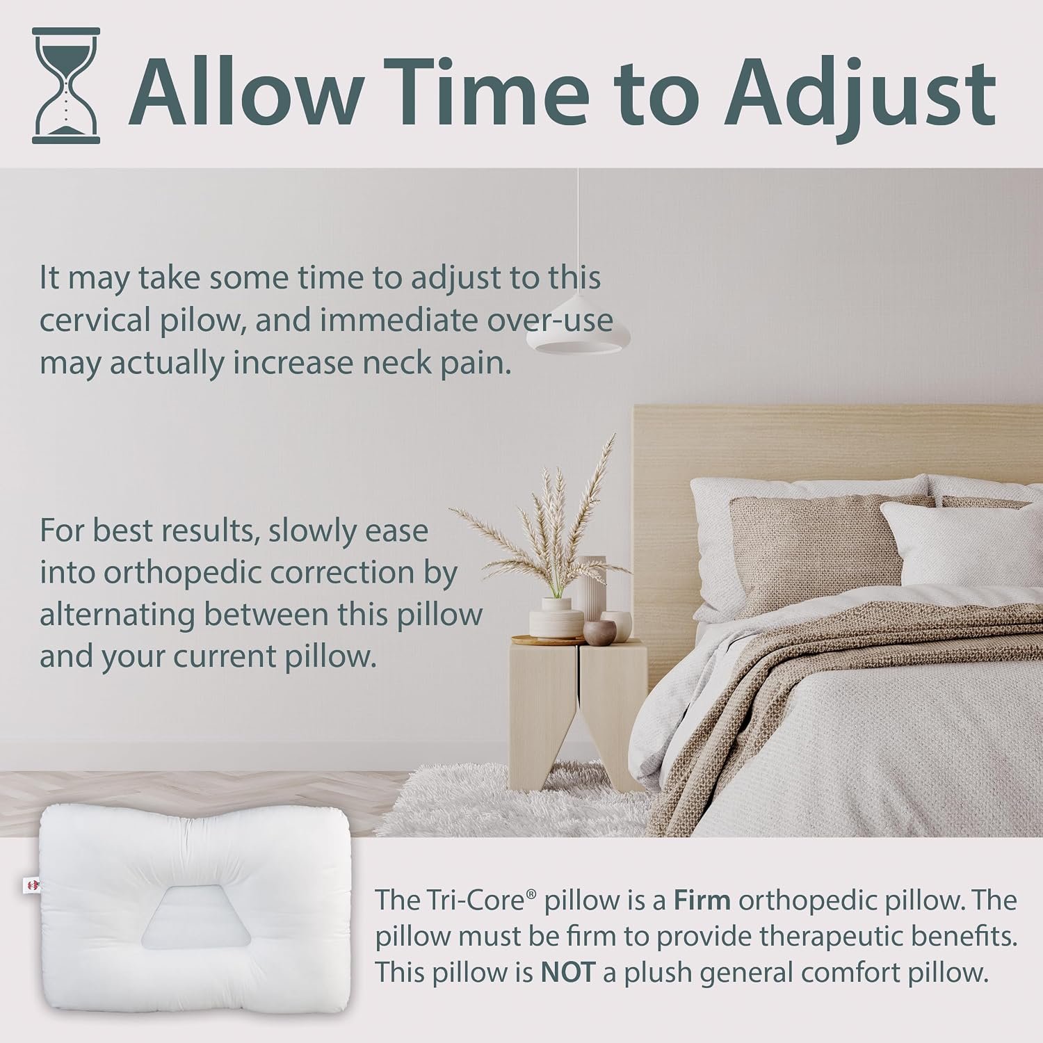 Tri-Core Ergonomic Cervical Pillow for Neck Pain Relief Full Size Firm WH | Contoured cervical pillow supports spinal alignment for side and back sleepers to promote neck comfort and better sleep. - Image 9