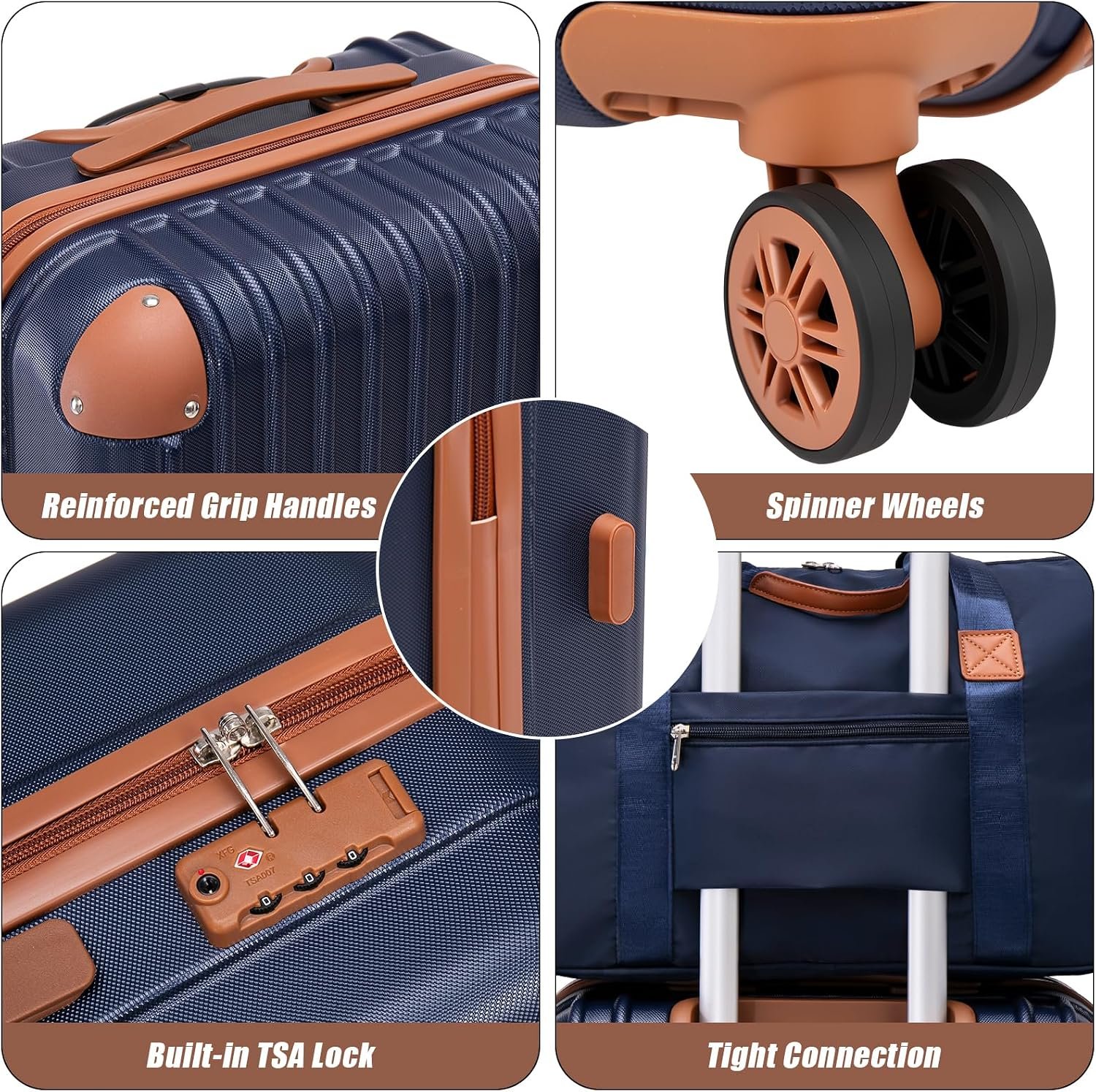 Cosbarn Luggage Sets 5 Piece Suitcases with Wheels, Suitcase Set ABS Hard Case Luggage with TSA Lock Spinner Wheels Durable Travel Luggage - Image 4