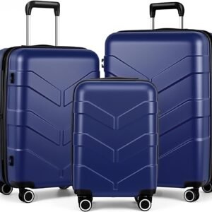 TILYMOL Expandable Luggage Sets 3 Piece, Hardside Suitcase Set with TSA | Lightweight Travel Luggage with Spinner Wheel, Scratch-Resistant Suitcase for Men and Women, Blue