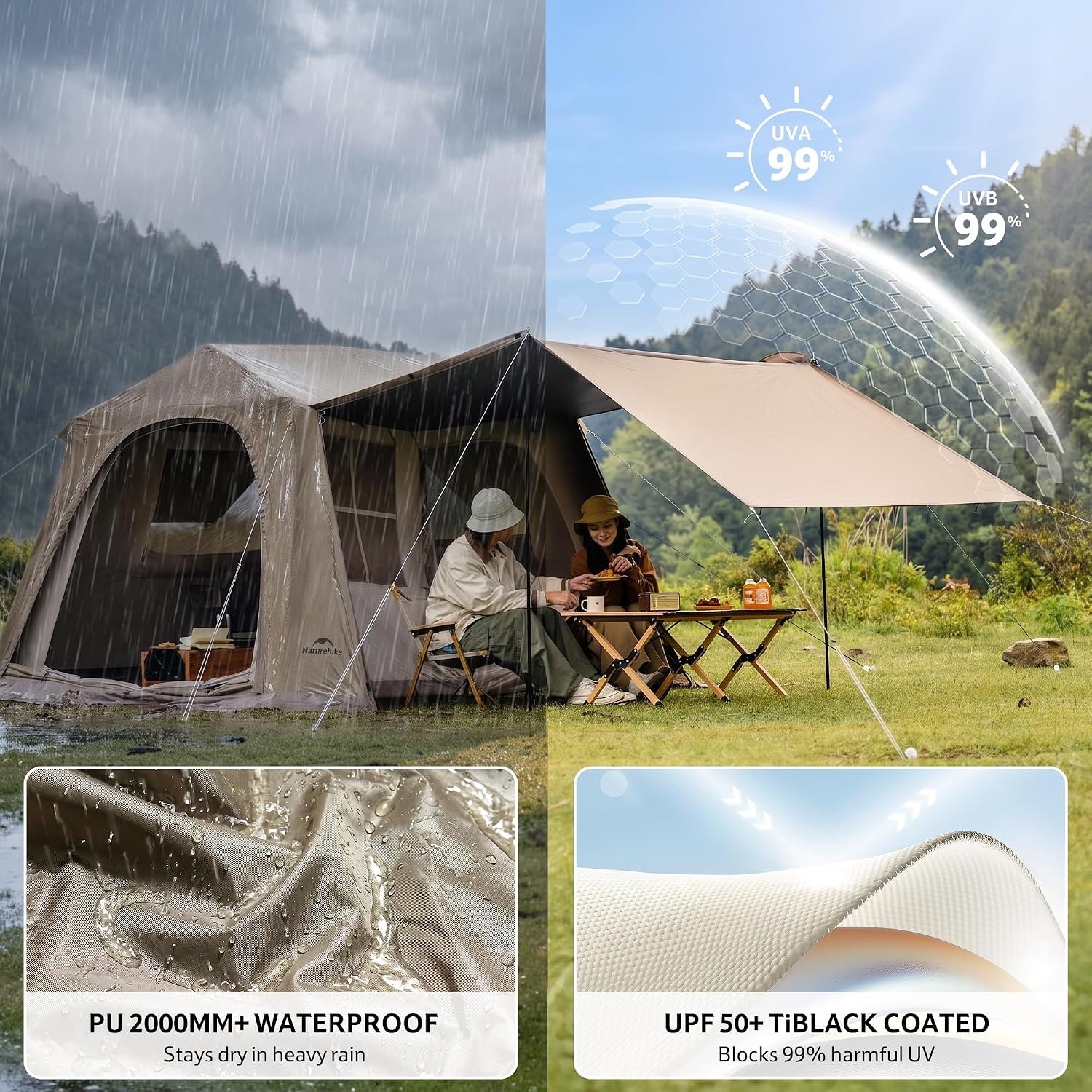 Naturehike Village Instant Tent, Camping Tent with Full Rainfly - Image 4