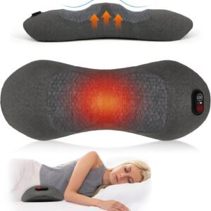 Smooth Spine Triple Fusion Back Massage Pillow with Heat, Sciatica Pain Relief & Spine Decompression for Lower Back Pain, Action Shiatsu Deep Tissue Kneading Massage for Office Chair, Car and Home