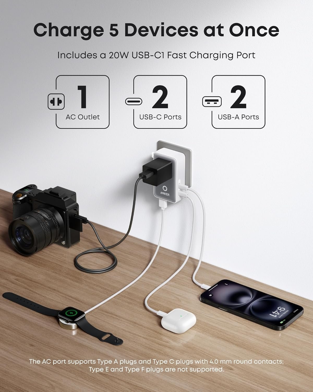 Anker Nano Travel Adapter, 2 USB C Universal Charger, 20W, 1× 2-Pin AC | European Power Plug, Smart Temperature Control, Works in 200+ Countries, Not a Voltage Converter, Travel Essentials(1-Pack) - Image 3
