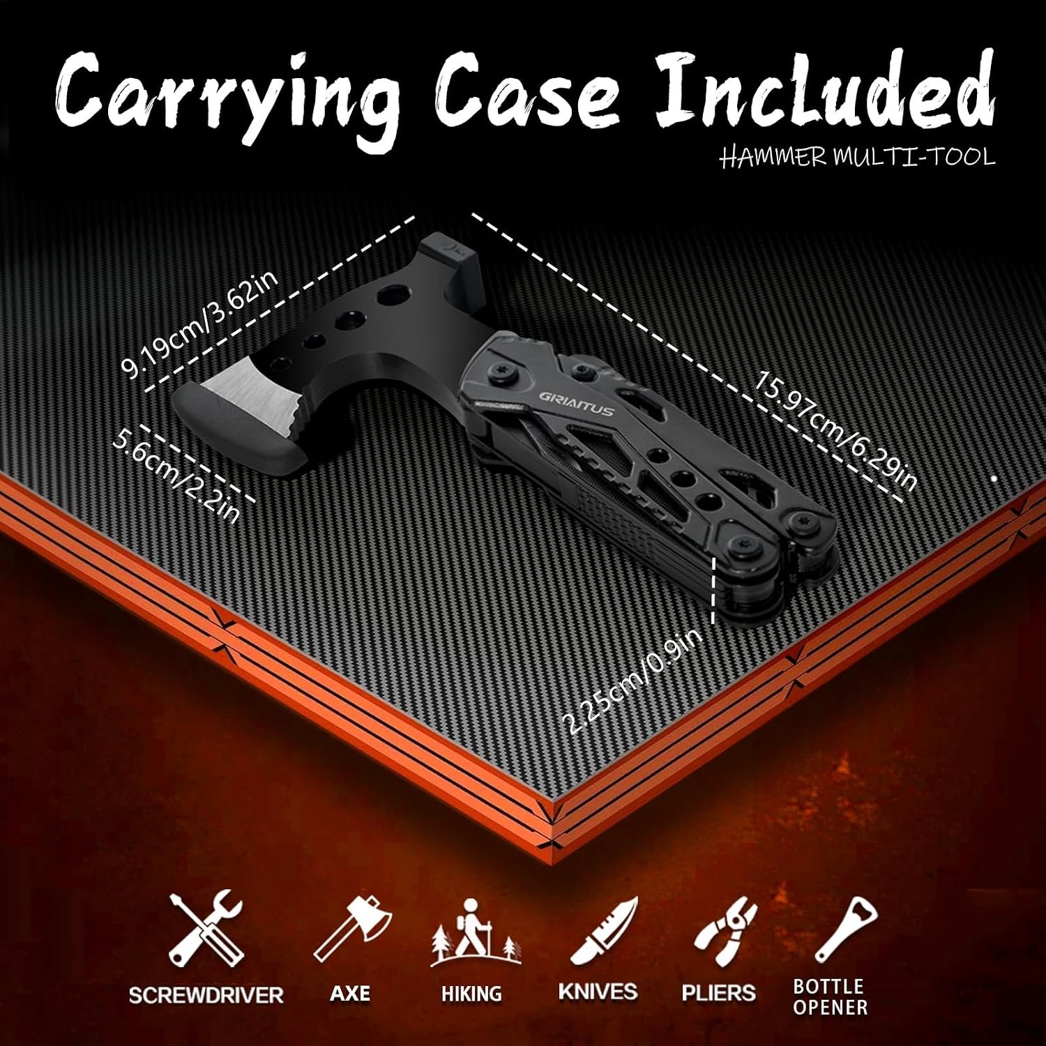 16 in 1 Multitool Camping Survival Gear with Axe Saw Pliers Whistle Hammer | Camping Accessories with Screwdrivers Bottle Opener Multitool-Knife and Gifts for Men Dad Husband Birthday Gifts - Image 6