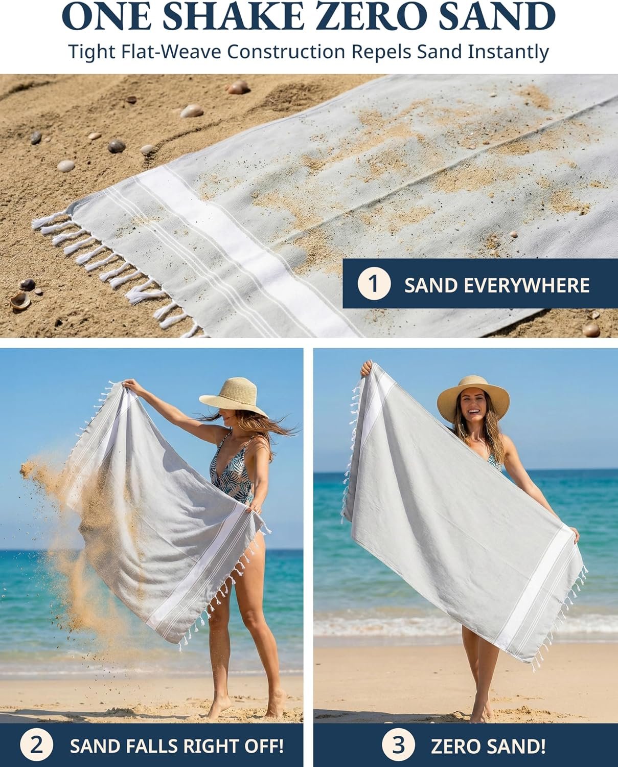 LANE LINEN Oversized Beach Towels 4 Pack, Pre-Washed, Extra Large - Grey | Quick Dry, No Sand, Absorbent Pool Towels for Adults - 39"x71", Vacation Essential - Machine Washable, Travel & Camping - Image 5