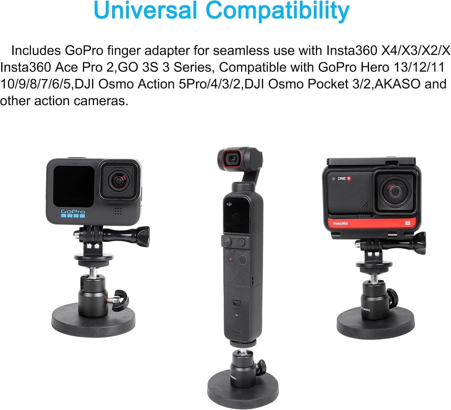 PellKing Magnetic Camera Mount for Insta360 X5 X4 X3-360° Adjustable Ball Head -Compatible with All Action Cameras on Cars, Boats, Metal Surfaces - Image 5