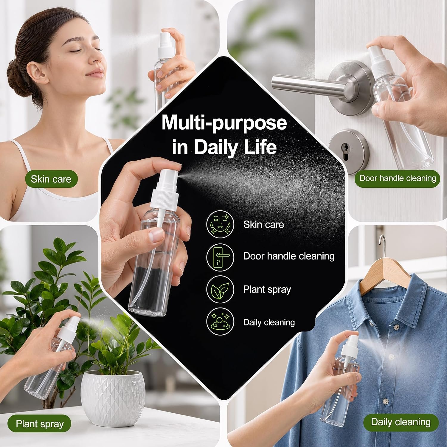 5-Pack Spray Bottles 3.4oz, Small Spray Bottle Empty Clear Plastic Bottle | Clear Plastic for Travel, for essential oils, perfume, cosmetics, cleaning, gardening, skin care, travel leak-proof - Image 6