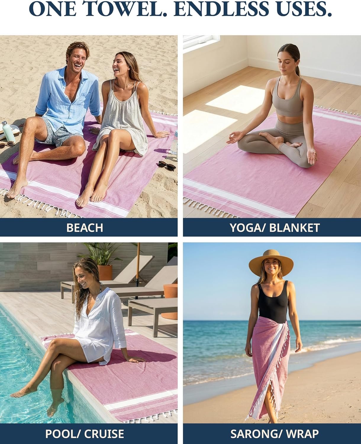 LANE LINEN Beach Towels 12 Pack, Super Absorbent, XL - Seaside Symphony | Oversized & Pre-Washed Large Beach Towel Set - Stylish Pool Towels for Adults - Quick Dry, 39"x71", Vacation Essential, Soft - Image 6