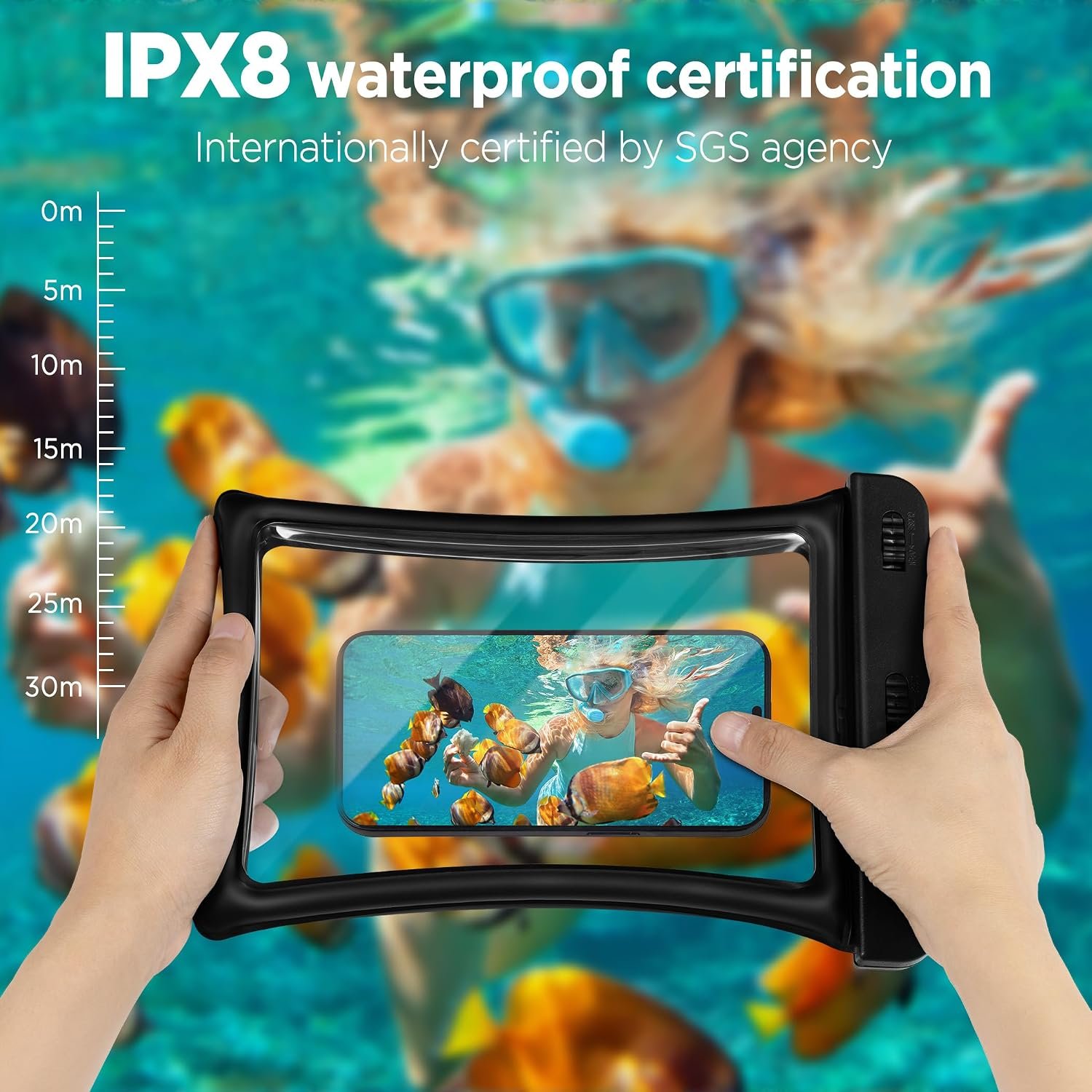 CACOE Floatable Waterproof Phone Pouch 2 Pack Up to 10.0", Black+Green | Floatable, IPX8 Waterproof Phone Case,Adjustable Lanyard,Dry Bags for Beach/Cruise/Travel/Camping/Kayak/Vacation Essentials - Image 6