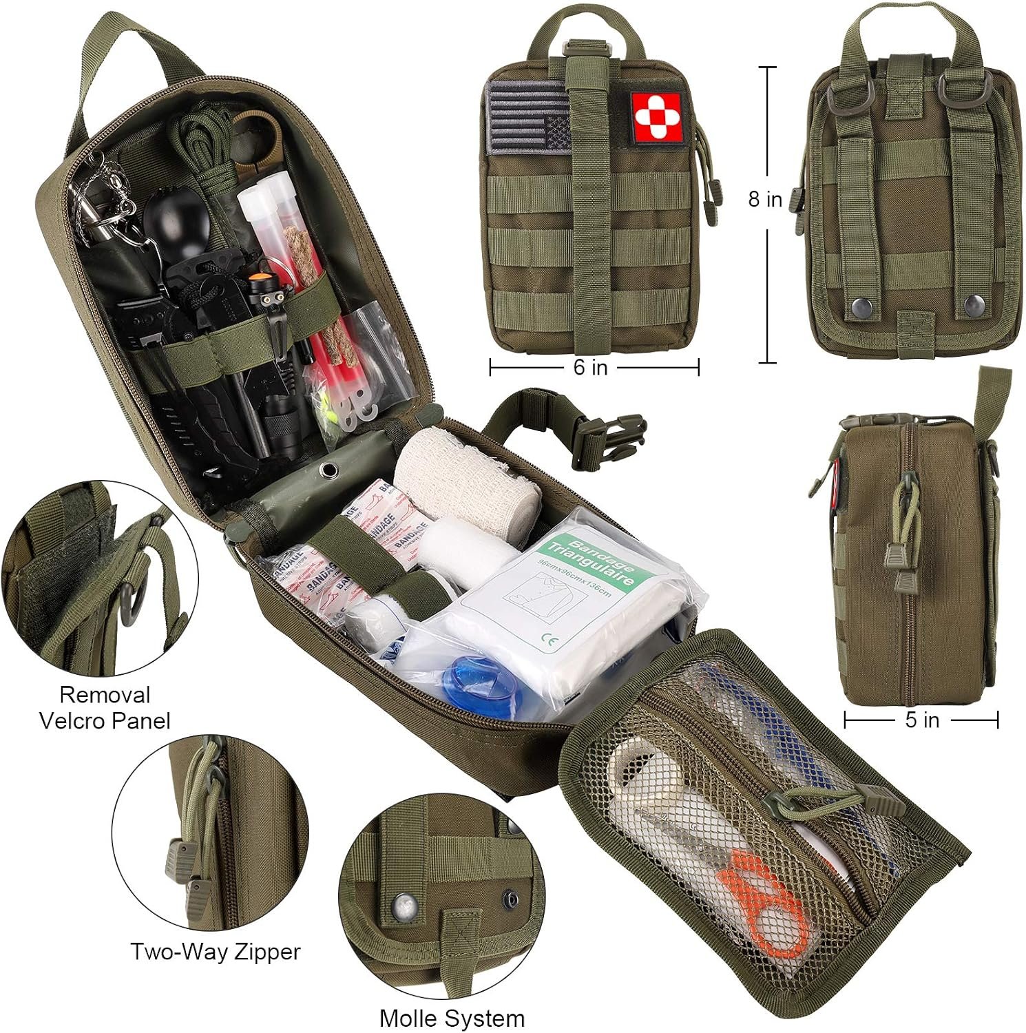 216 Pcs Survival First Aid Kits, Professional Survival Gear Equipment Tools First Aid Supplies kit for SOS Emergency Hiking Hunting Disaster Camping Adventures - Image 2