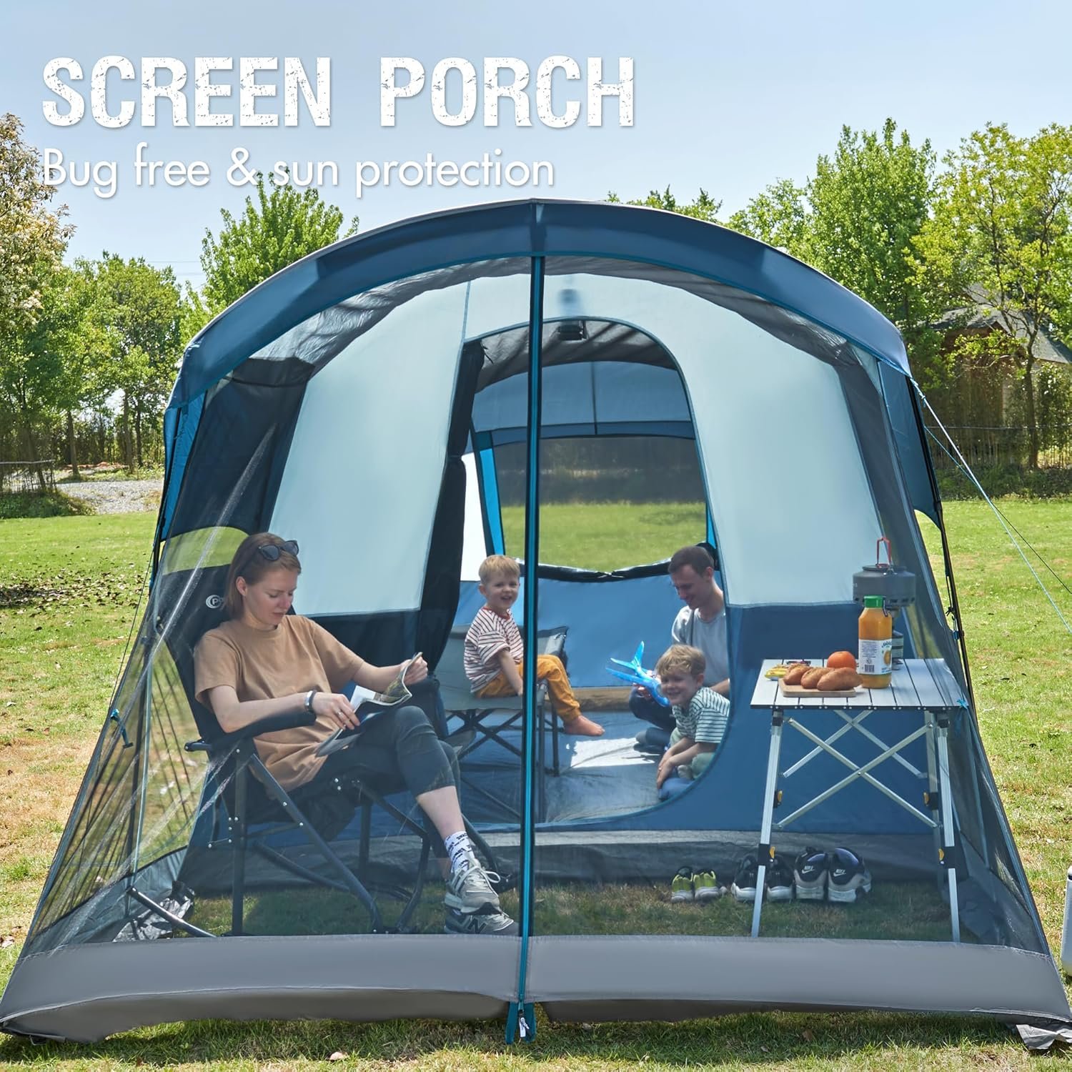 PORTAL 6/8/10 Person Family Camping Tent with Screen Room | Portable 8 Person Tent Outdoor Design; Durable Construction; Easy Setup & Storage - Image 3