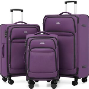 Coolife Luggage Sets 3 Piece Upgraded Softside Lightweight Dual Spinner