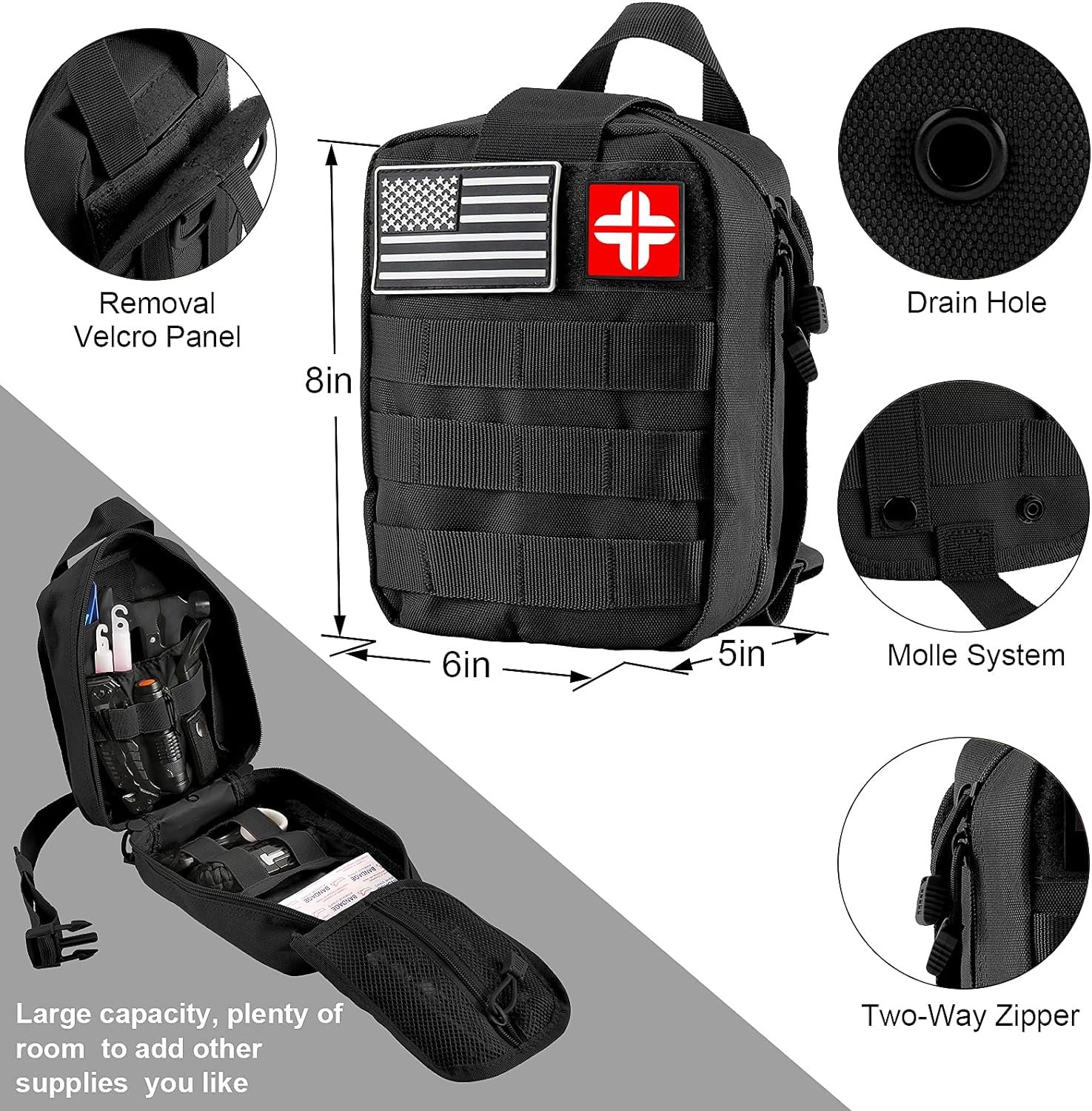 LUXMOM Emergency Survival Kit and First Aid Kit, 142Pcs Professional Survival Gear and Supplies Equipment with Molle Pouch, Gift for Christmas Men Dad Husband Camping Hiking Hunting Outdoor Adventure - Image 6