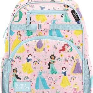 Simple Modern Disney Princess Kids Backpack for School, Girls, Boys | 18L | Fletcher Princess Rainbows Bookbag, School Backpack for Preschool, Kindergarten, Elementary | Fits Lunch Box, Cute | Large