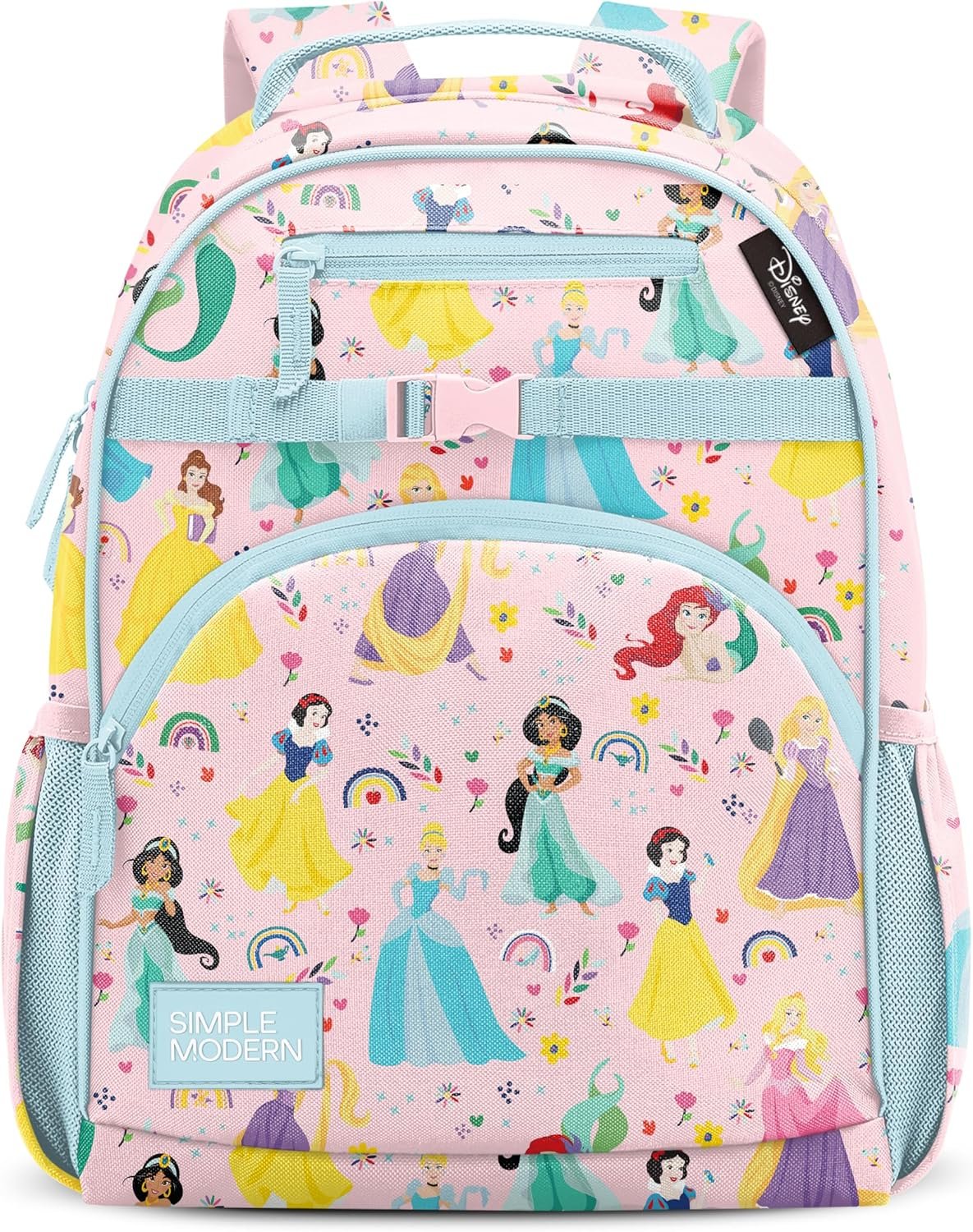 Simple Modern Disney Princess Kids Backpack for School, Girls, Boys | 18L | Fletcher Princess Rainbows Bookbag, School Backpack for Preschool, Kindergarten, Elementary | Fits Lunch Box, Cute | Large