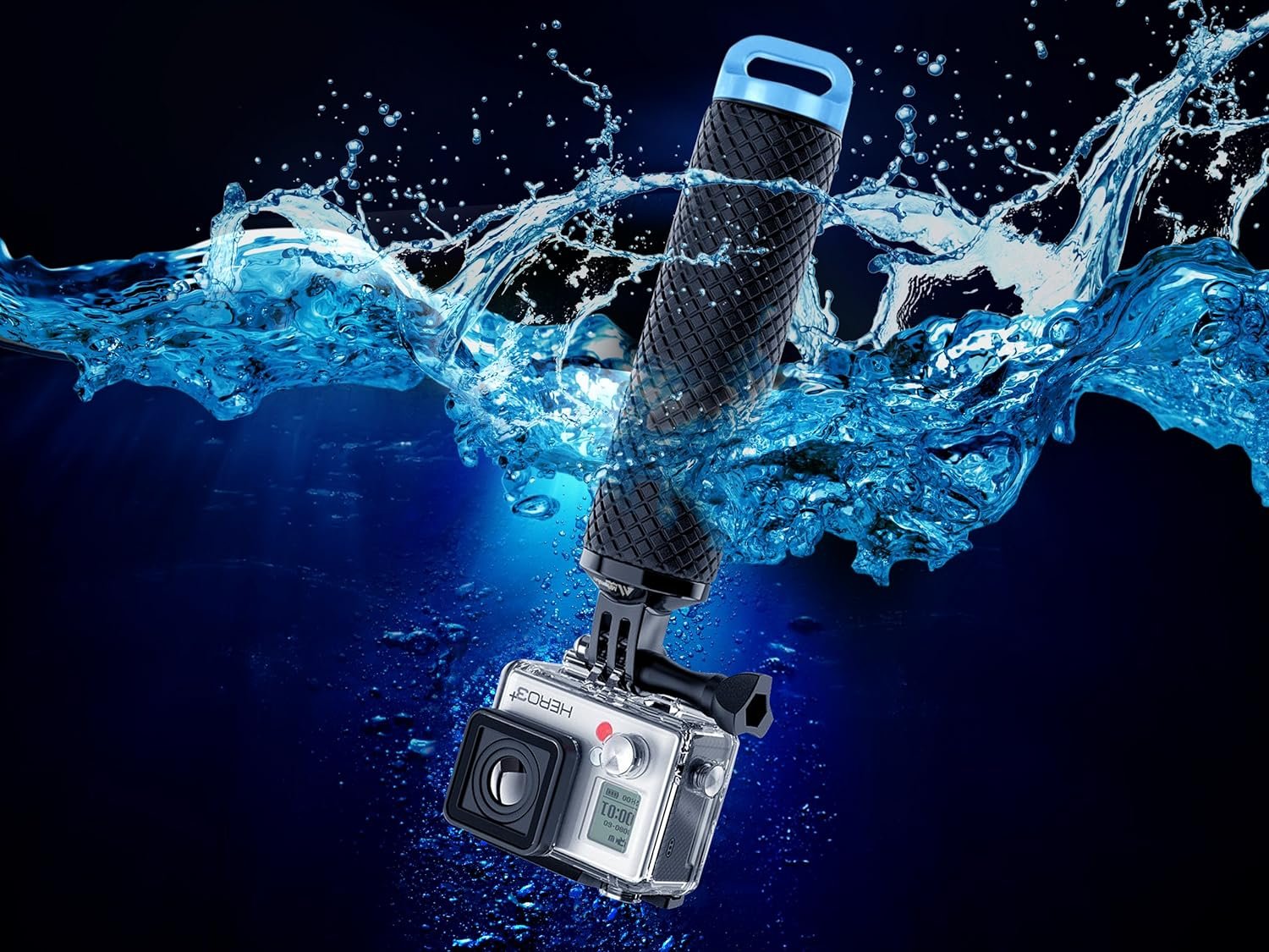 Floating Hand Grip Waterproof Monopod for GoPro Hero 13 12 11 10 9 8 7 6 5 | Compatible with Hero Session Black Silver Handler & Handle Mount Accessories Kit for Water Sport & Action Cameras (Blue) - Image 5