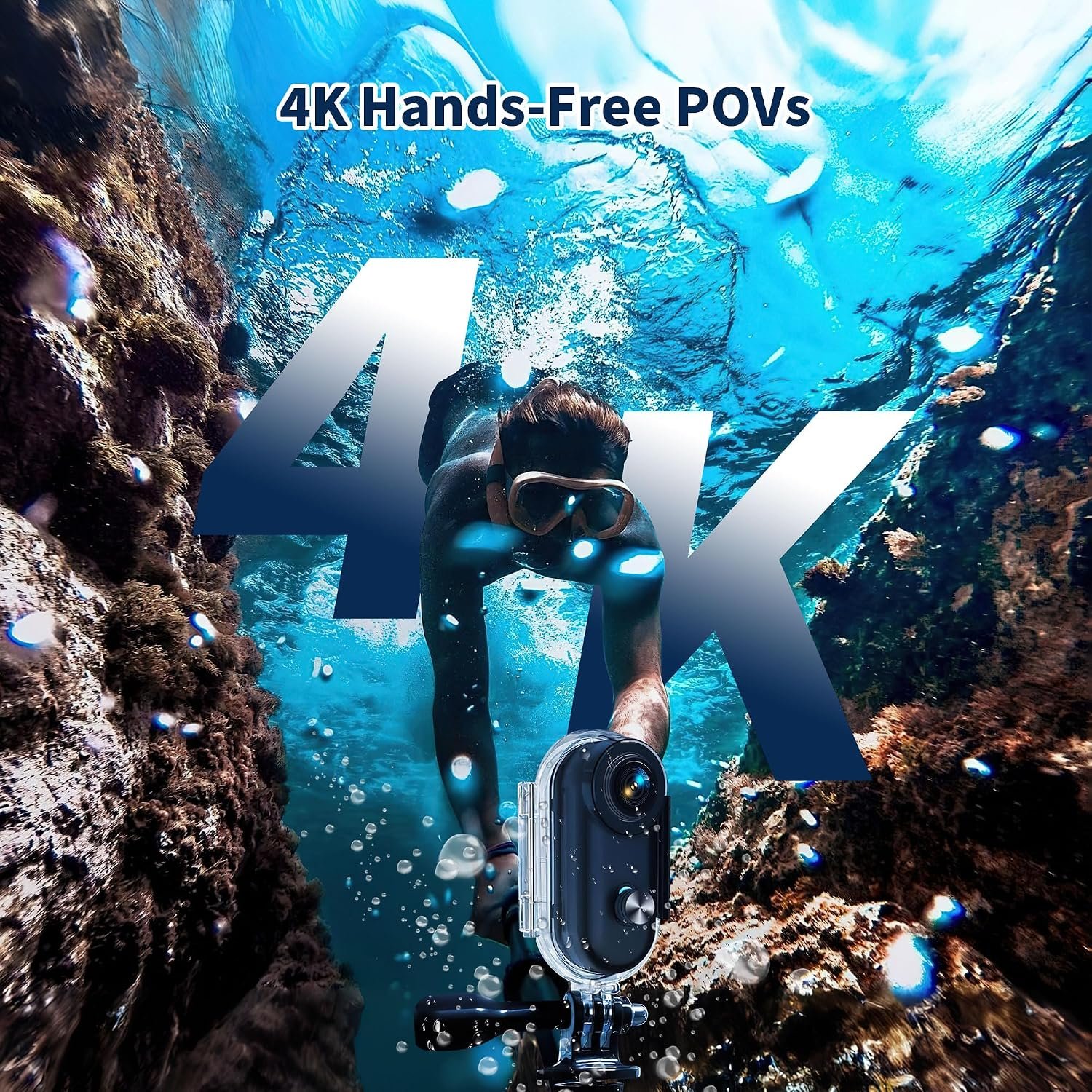 4K Thumb Action Camera with Memory Card Mini Body Camera WiFi Magnetic Clip Wearable Hands-Free Recording POV Camera Waterproof case Mount Anywhere for Sports Vlogging Cycling (DarK Black, 128, GB) - Image 4