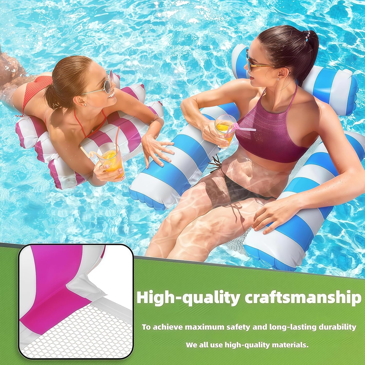 3 Pack 300 LB Pool Floats,Inflatable Pool Float Chair for Adults Swim Floating Party Vacation Fun and Rest - Image 5