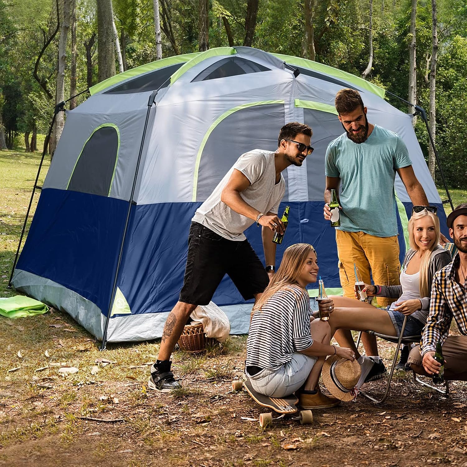 UNP 6 Person Tents for Camping Waterproof Family Cabin Tent with Rainfly | Easy Setup Windproof Double Layer Camping Tent with 1 Mesh Door & 5 Large Mesh Windows 10'X9'X78in(H) - Image 6