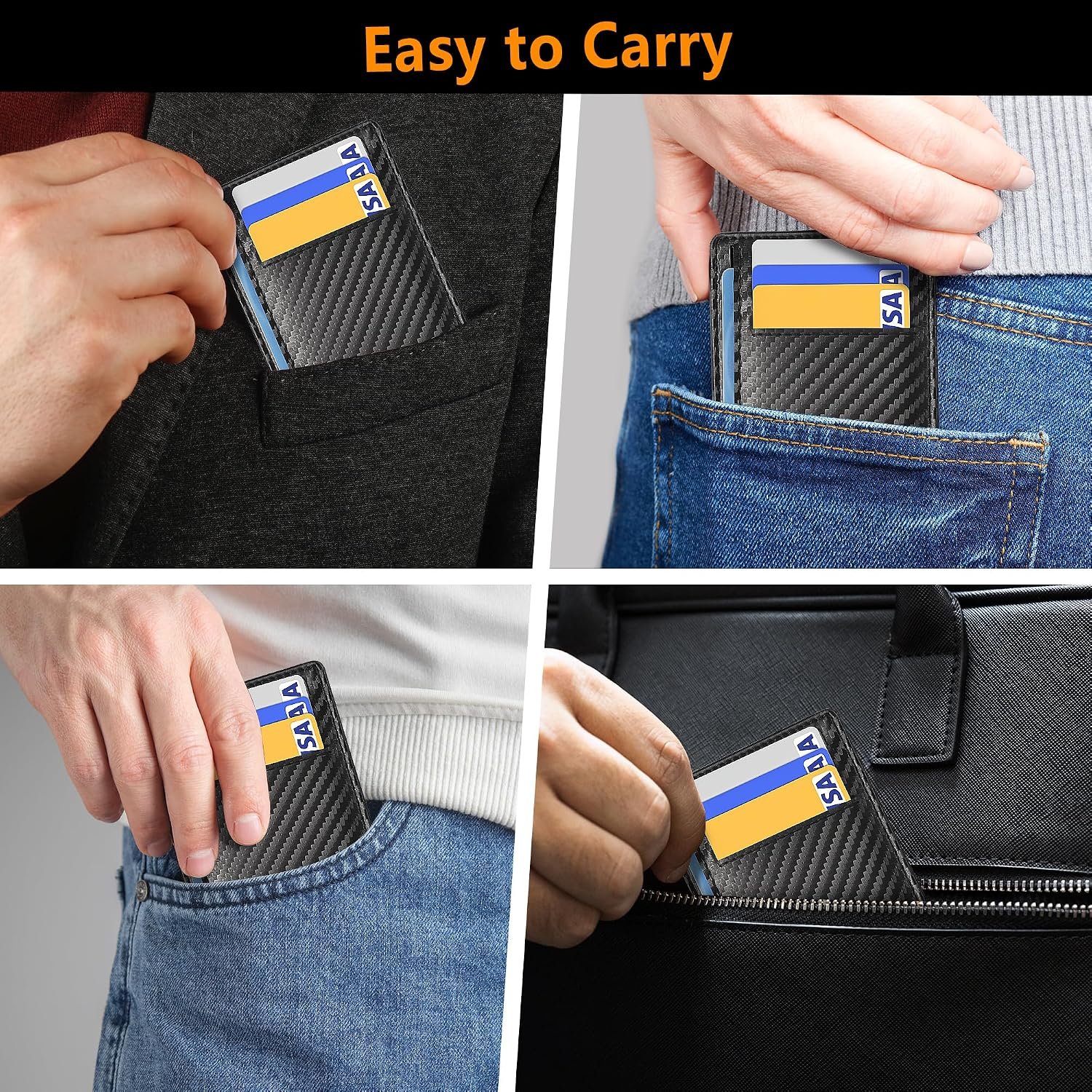 Travelambo Slim Minimalist Wallet for Men, RFID Blocking Credit Card Holder, Front Pocket ID Card Case, Gifts for Men, Husband, Boyfriend, Teenage - Image 8