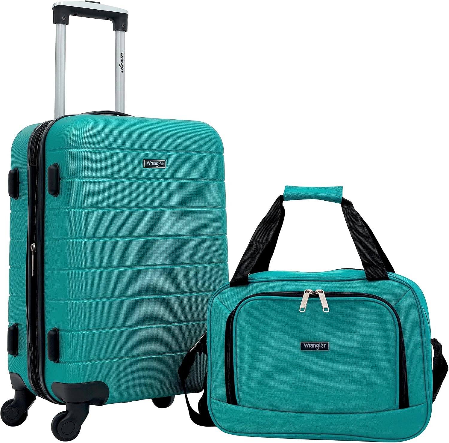 Wrangler Smart Spinner Hardside Luggage, 2 Piece Set, Teal - Image 2