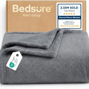 Bedsure Soft Fleece Throw Blanket for Couch Grey - Lightweight Fuzzy Cozy Halloween Decorations Blankets and Throws for Sofa, Couch, Travel, Camping, 50x60 inches