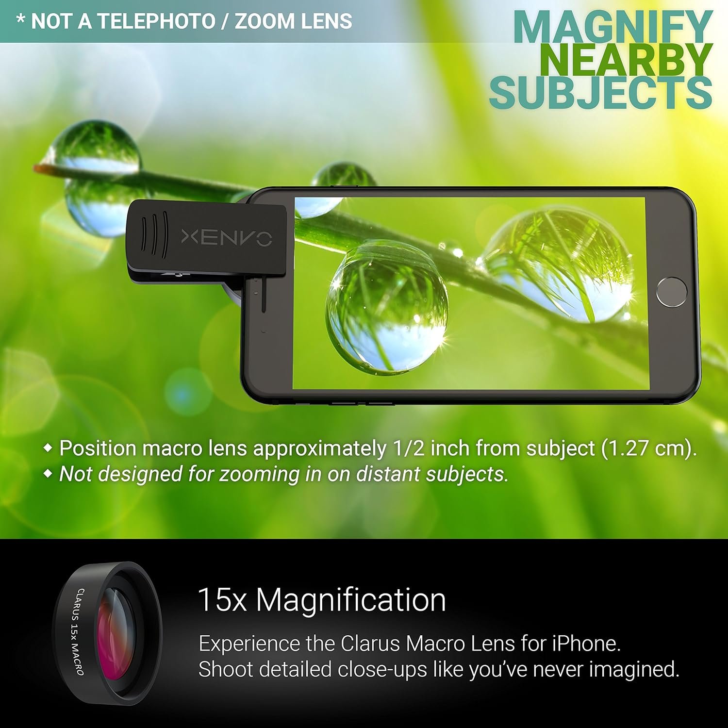 Xenvo Pro Lens Kit for iPhone and Android, Macro and Wide Angle Lens with LED Light and Travel Case Black - Image 4