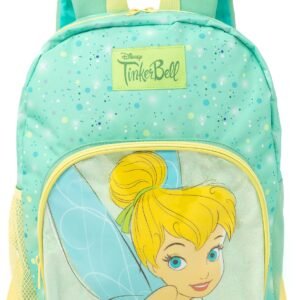Disney Tinker Bell Girls Green Glitter Backpack Rucksack Adjustable Straps Compartments School Daypack Kids Travel Bag