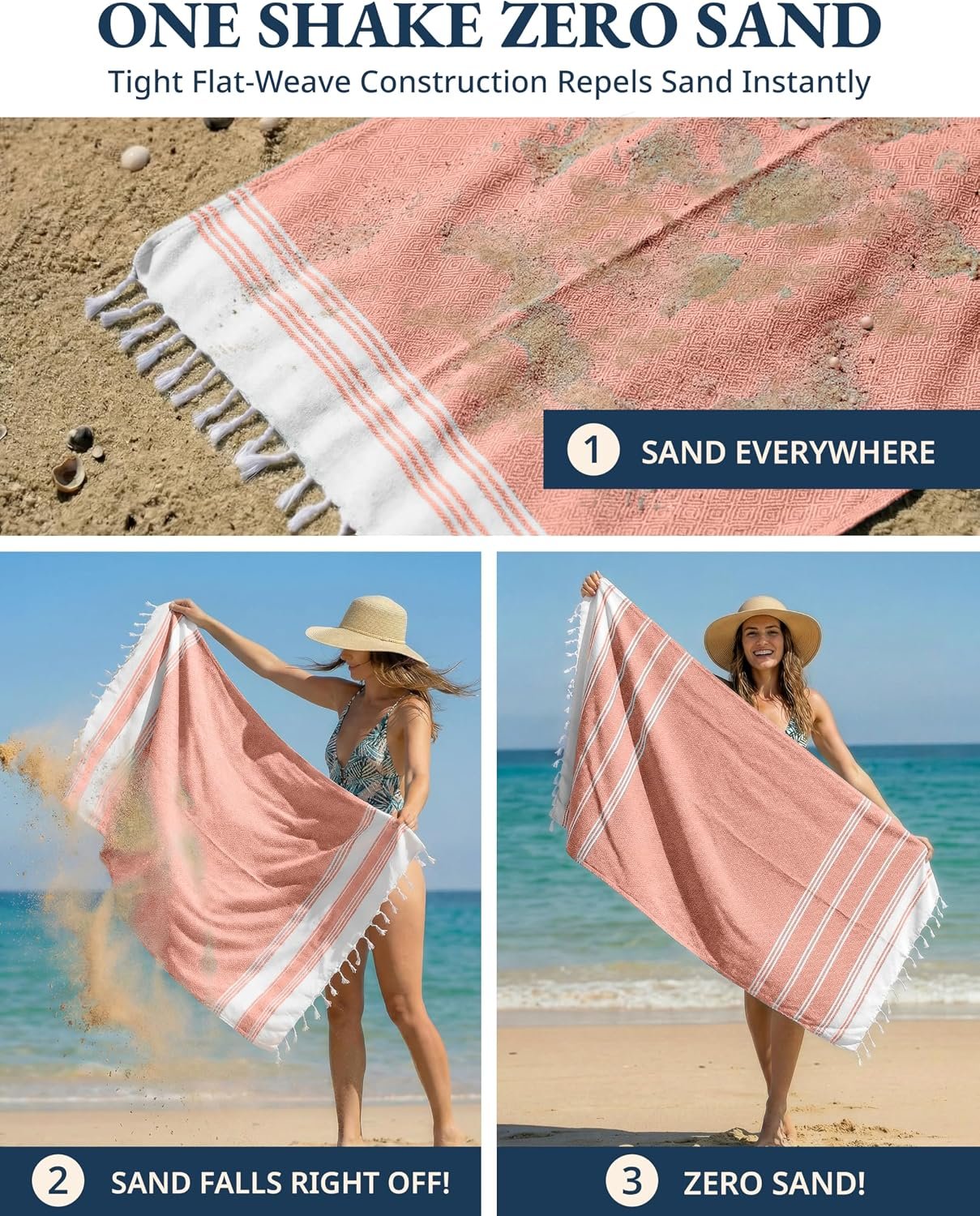 LANE LINEN 6-Pack Oversized Pre-Washed Beach Towels, Stylish Quick-Dry Pool & Travel Towels for Adults, 39"x71" - Diamond Multi Colors | Stylish Quick-Dry Pool & Travel Towels for Adults - 39"x71", Vacation Essential - Machine Washable, Super Absorbent, Durable - Image 5