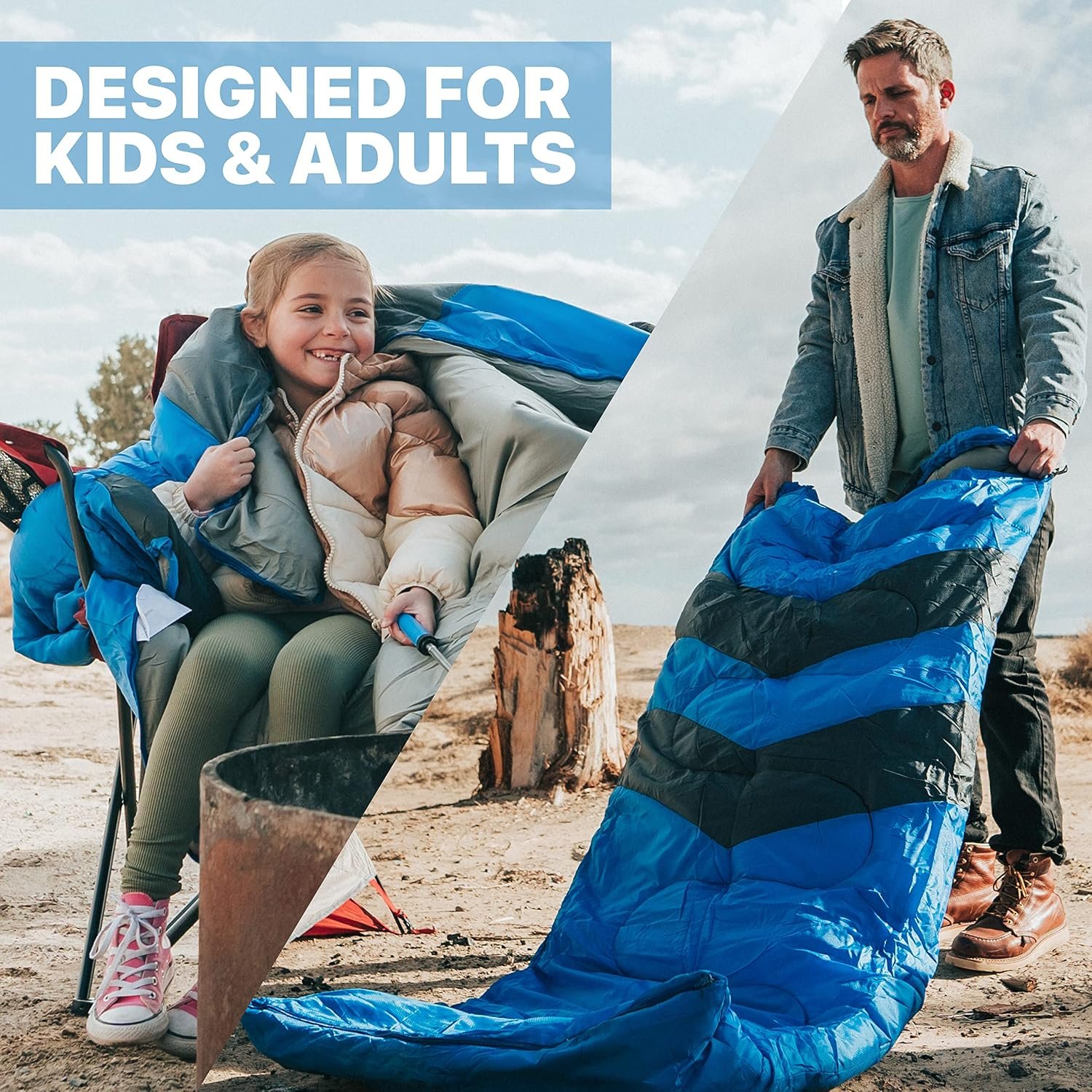 MalloMe Sleeping Bags for Adults Cold Weather & Warm - Backpacking Camping Sleeping Bag for Kids, Girls, Boys - Lightweight Camping Essentials Gear Accessories Hiking Sleep Must Haves Single & Double - Image 5