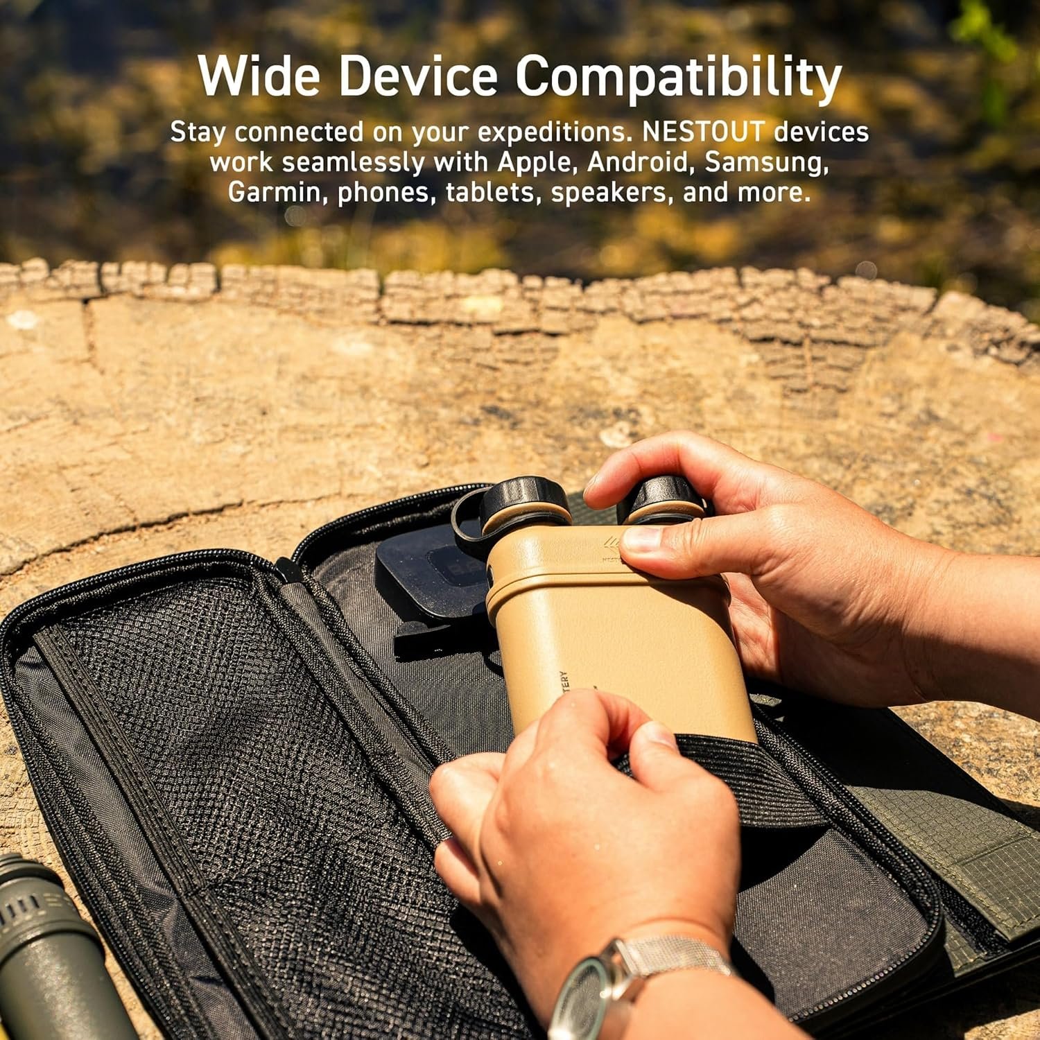 ELECOM NESTOUT Rugged Power Bank, 15000mAh Outdoor Charger, 32W USB C Fast Charging PD, Waterproof IP67, Heavy Duty Shockproof, Tactical Battery Pack for iPhone Tablet Hiking Camping Survival (Beige) - Image 7