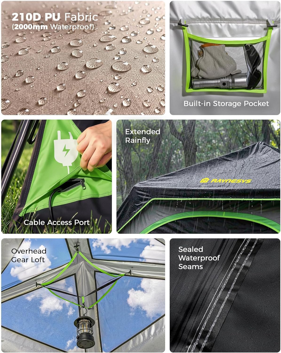 4/6/8 Person Camping Tent,Setup in 60 Seconds,Waterproof,Outdoor Camping | 60-Second Quick Setup,2000-3000mm waterproof tents for camping,Pop Up Tents,Instant Cabin Tents with Portable Carry Bag - Image 7