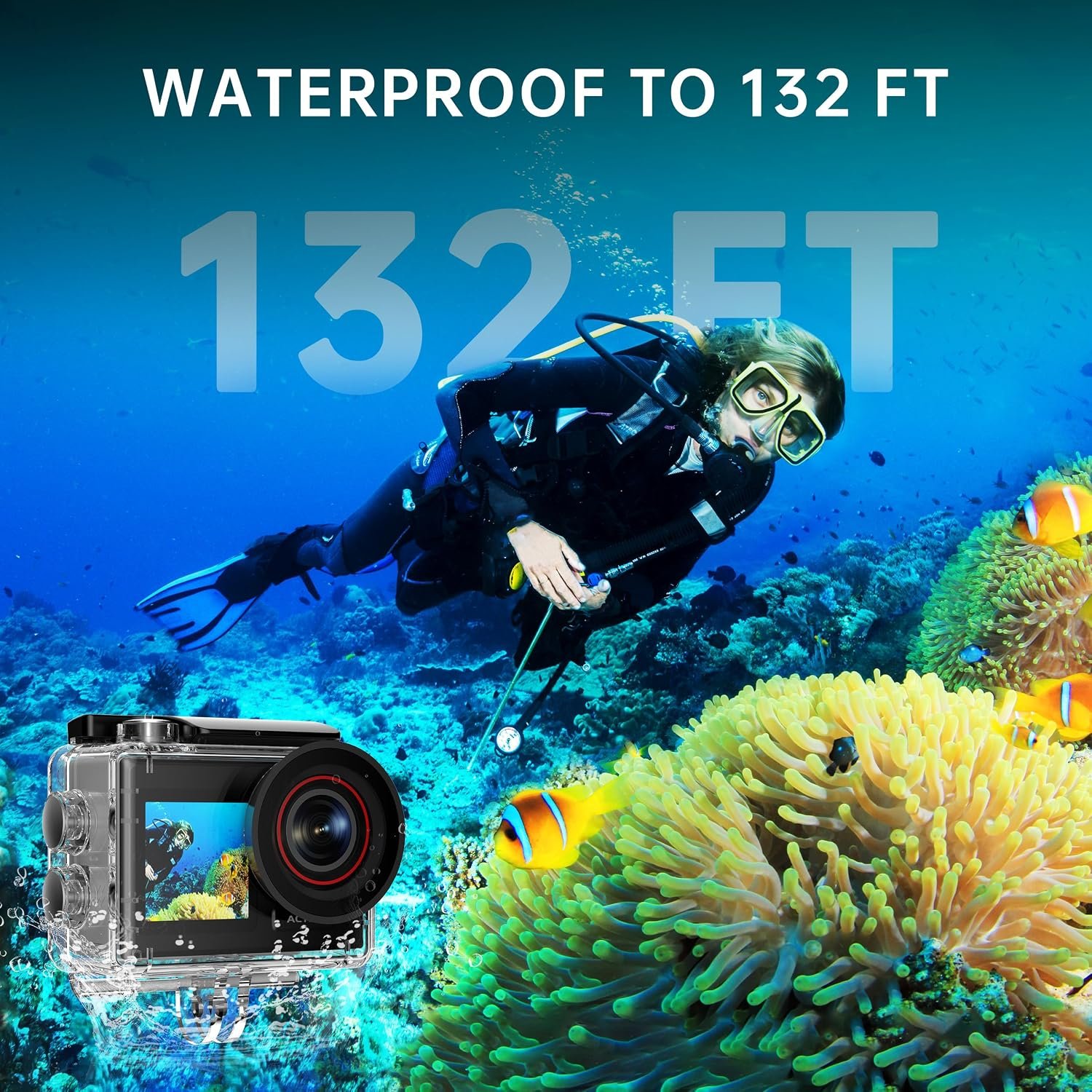 ODDV 4K60FPS 30MP Action Camera with Front LCD and Touch Rear Screens, Underwater Camera with 5X Zoom, 132FT Waterproof Camera, EIS, WiFi Remote Control(Black) - Image 4