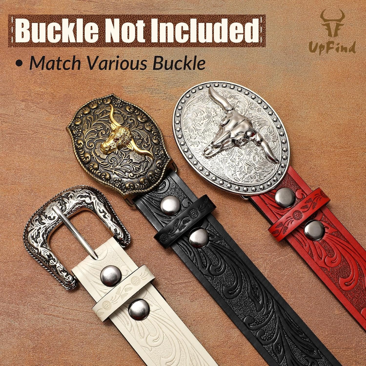 Men Women Western Belt Strap for Jeans Dress Cowboy Leather Belt Strap without Buckle - Image 3
