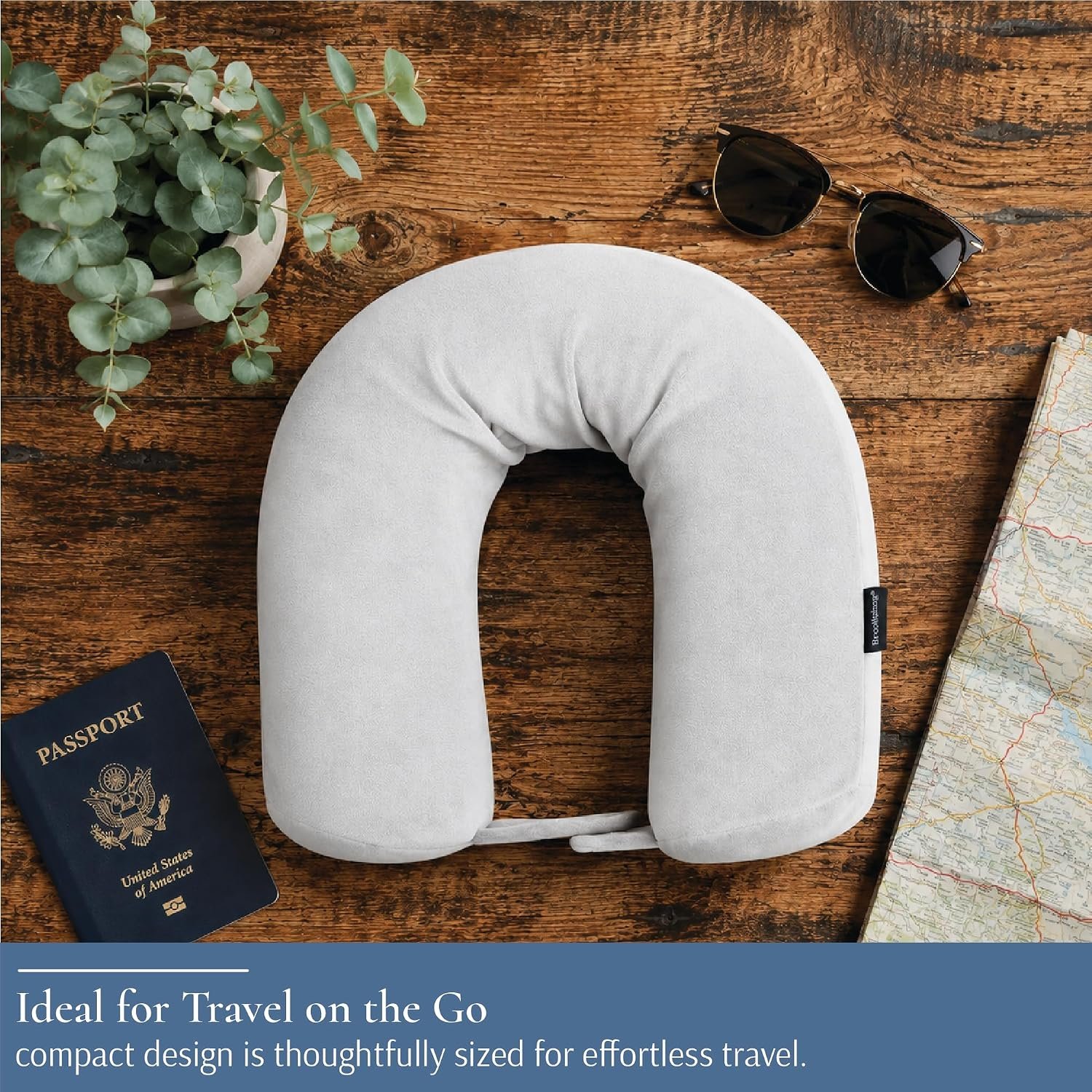 Brookstone Free Form Travel Pillow - Lightweight Flexible Memory Foam Travel Neck Pillow for Sleeping, Car, Airplane & Travel Support, Grey | Adjustable Internal Spine Shapes Into a U, Roll or Curve for Neck, Back or Side-Sleeper Support, Foldable for Any Trip - Image 7