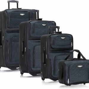 Travel Select Amsterdam Softside Expandable Luggage with Rolling Wheels, Navy, 4-Piece Set (15/21/25/29)