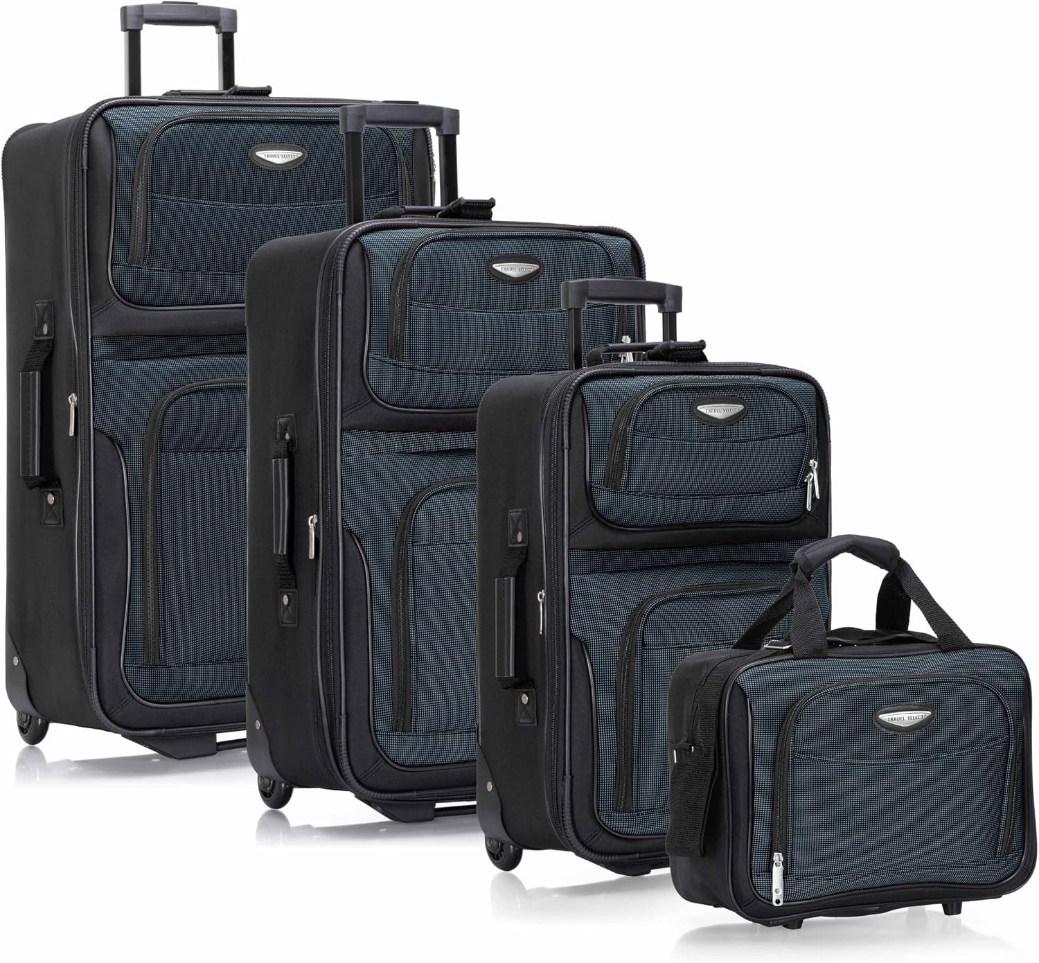 Travel Select Amsterdam Softside Expandable Luggage with Rolling Wheels, Navy, 4-Piece Set (15/21/25/29)