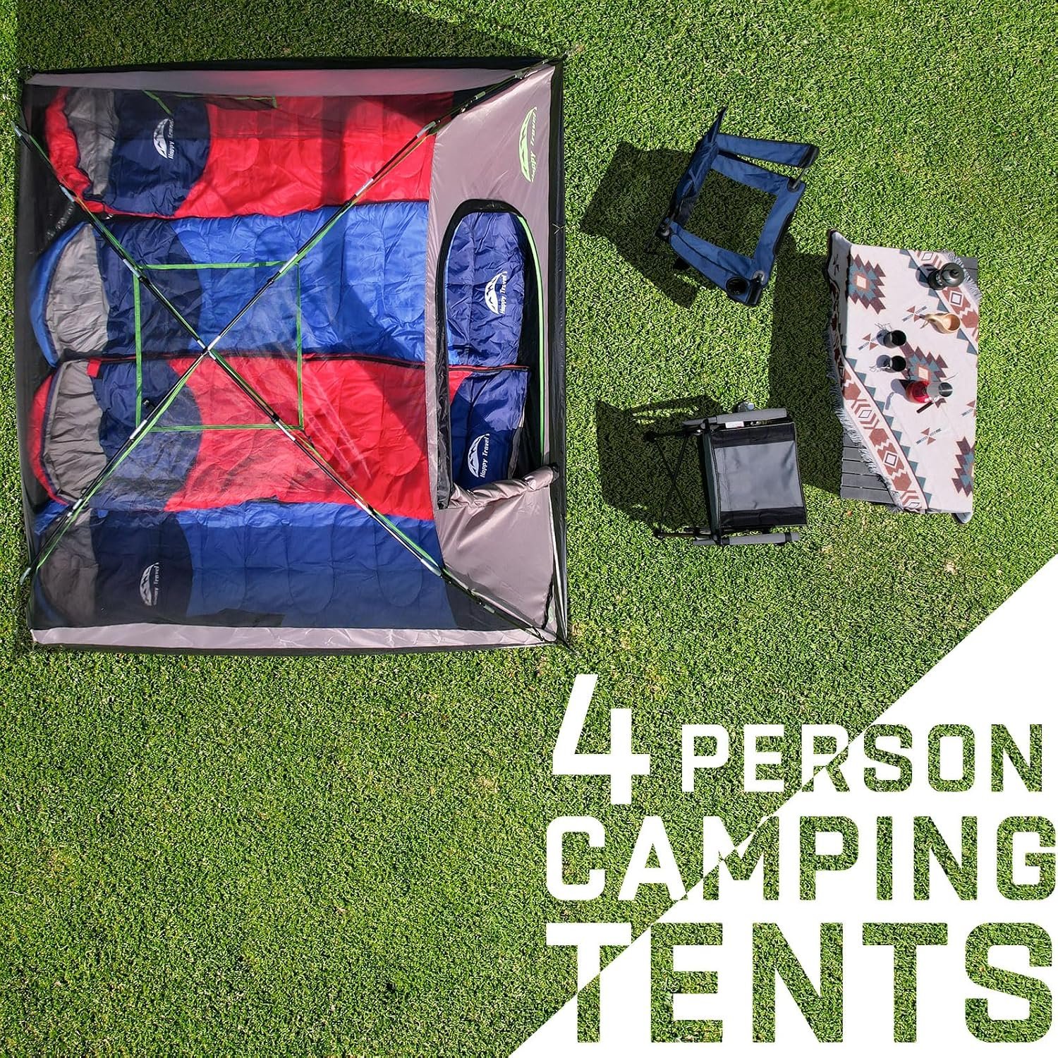 Happy Travel Camping Tent, 4/6 Person Dome Tents for Camping with Rainfly | Waterproof Clip Easy Setup Portable Family Tent with Mesh Windows, 20% More Headroom Backpacking Tents for Camping & Hiking - Image 8
