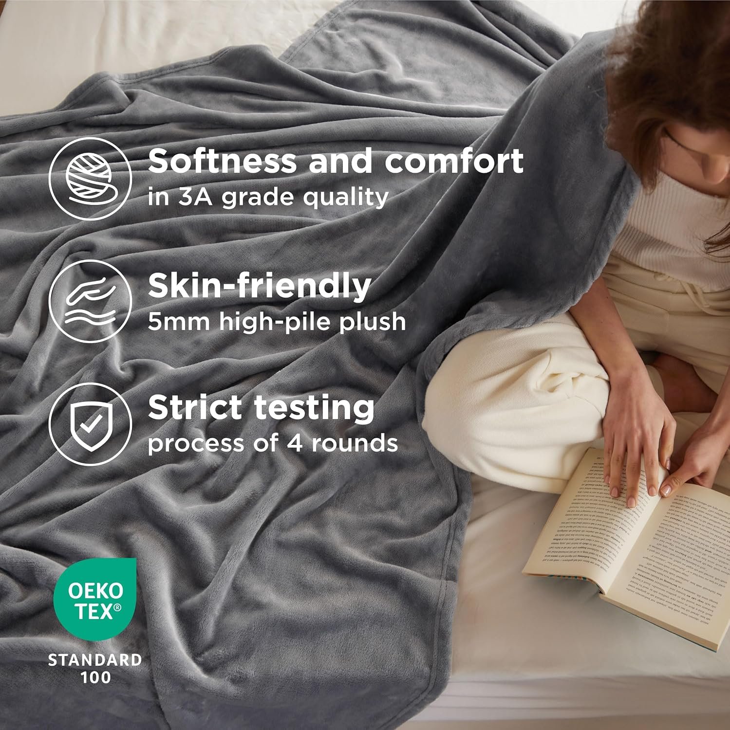 Bedsure Soft Fleece Throw Blanket for Couch Grey - Lightweight Fuzzy Cozy Halloween Decorations Blankets and Throws for Sofa, Couch, Travel, Camping, 50x60 inches - Image 3