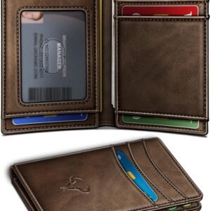 BULLIANT Slim Leather Wallet For Men 12Cards Magnetic Closure RFID Blocking | Simplified Built-in Bill Holder | Easy Access | Pocket Fit | Gift Boxed