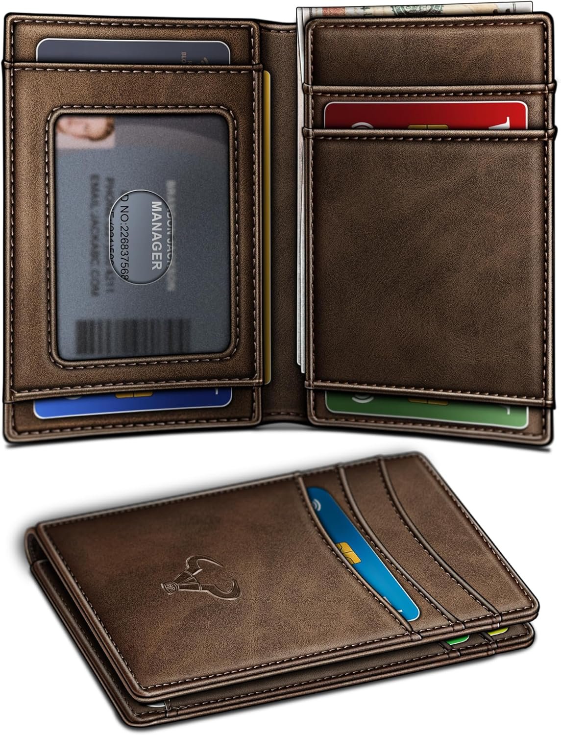BULLIANT Slim Leather Wallet For Men 12Cards Magnetic Closure RFID Blocking | Simplified Built-in Bill Holder | Easy Access | Pocket Fit | Gift Boxed